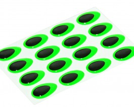 3D Epoxy Teardrop Eyes, Fluo Green, 15 mm